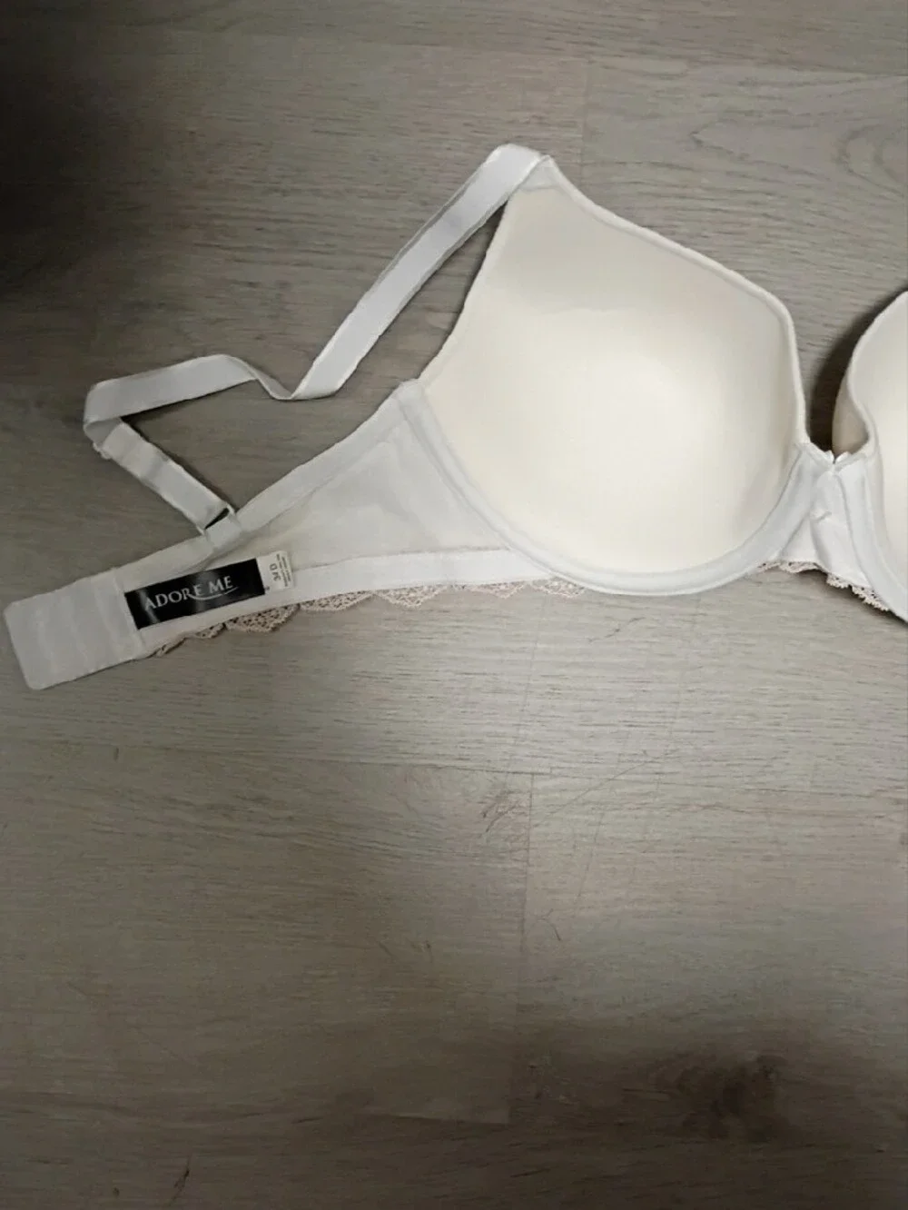 Adore Me White T-Shirt Bra with Blush Lace Trim